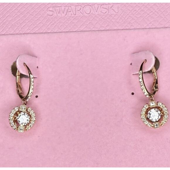 Swarovski Crystal Gold Tone Drop Earrings Elegant Stunning Chic Glitzy Fashion - Picture 1 of 12